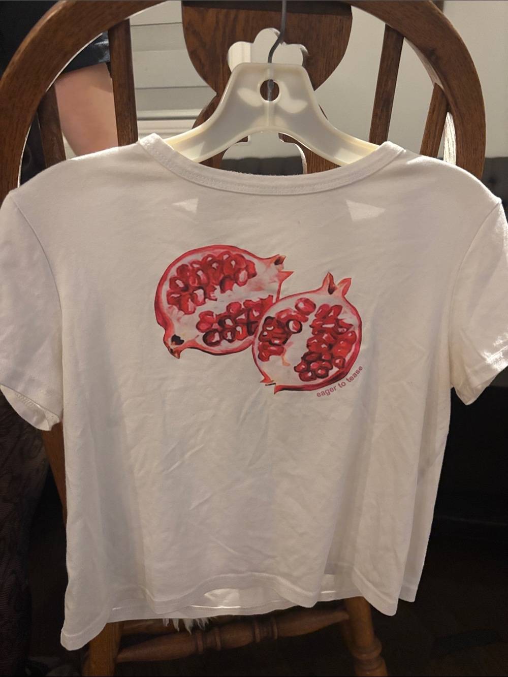 Kids White Tee with Red Pomegranate Graphic